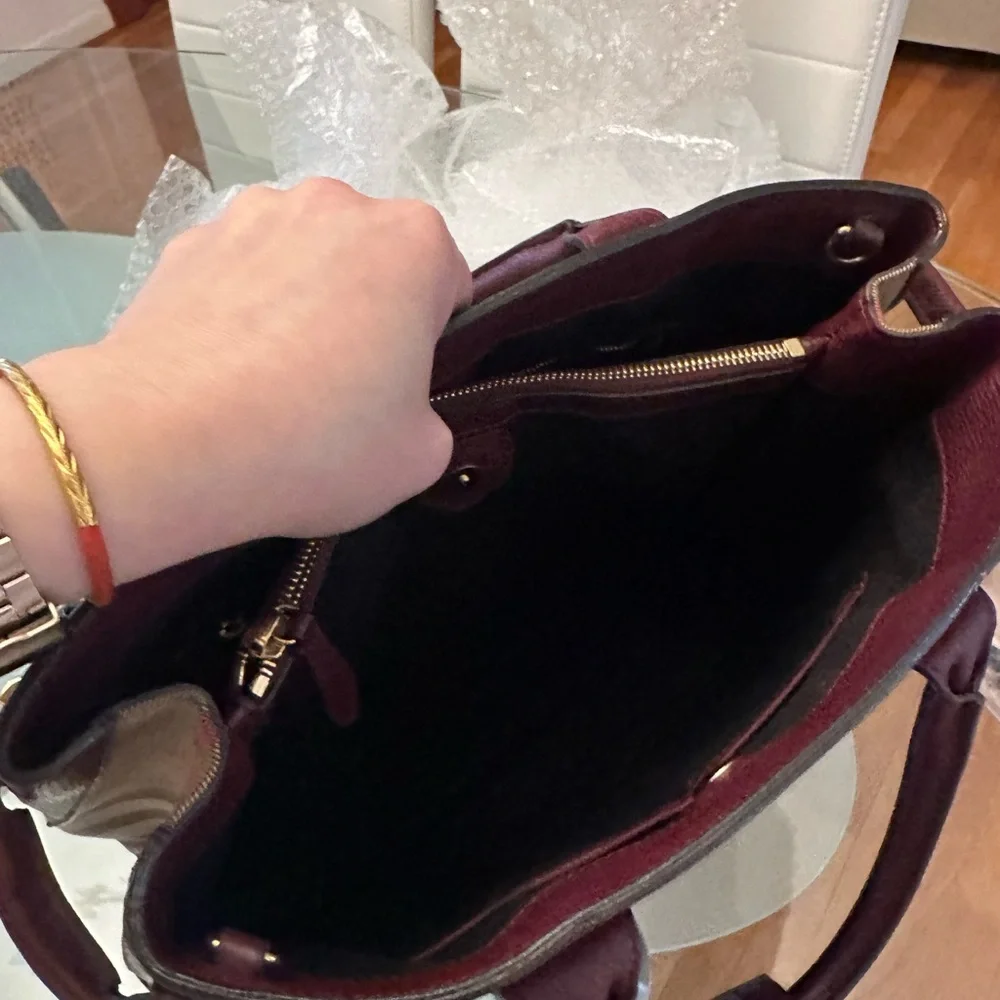 Burberry Deep Red Leather Tote - Picture 11 of 12